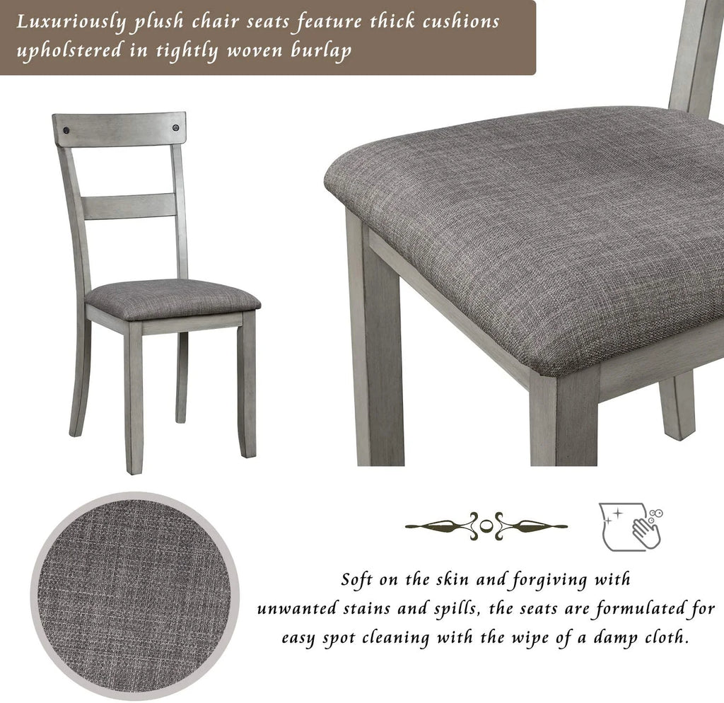 Harper & Bright Designs 5 Pieces Wooden Round Dining Table and Chair Set with Special - Shaped Legs and an Exquisitely Designed Hollow Chair Back for Dining Room