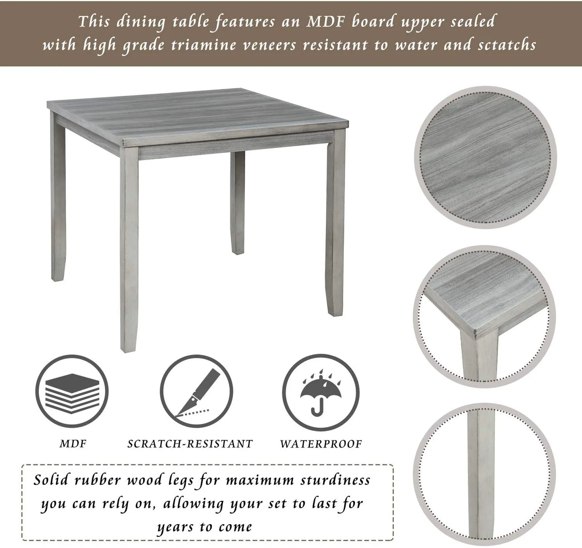 Harper & Bright Designs 5 Pieces Wooden Round Dining Table and Chair Set with Special - Shaped Legs and an Exquisitely Designed Hollow Chair Back for Dining Room
