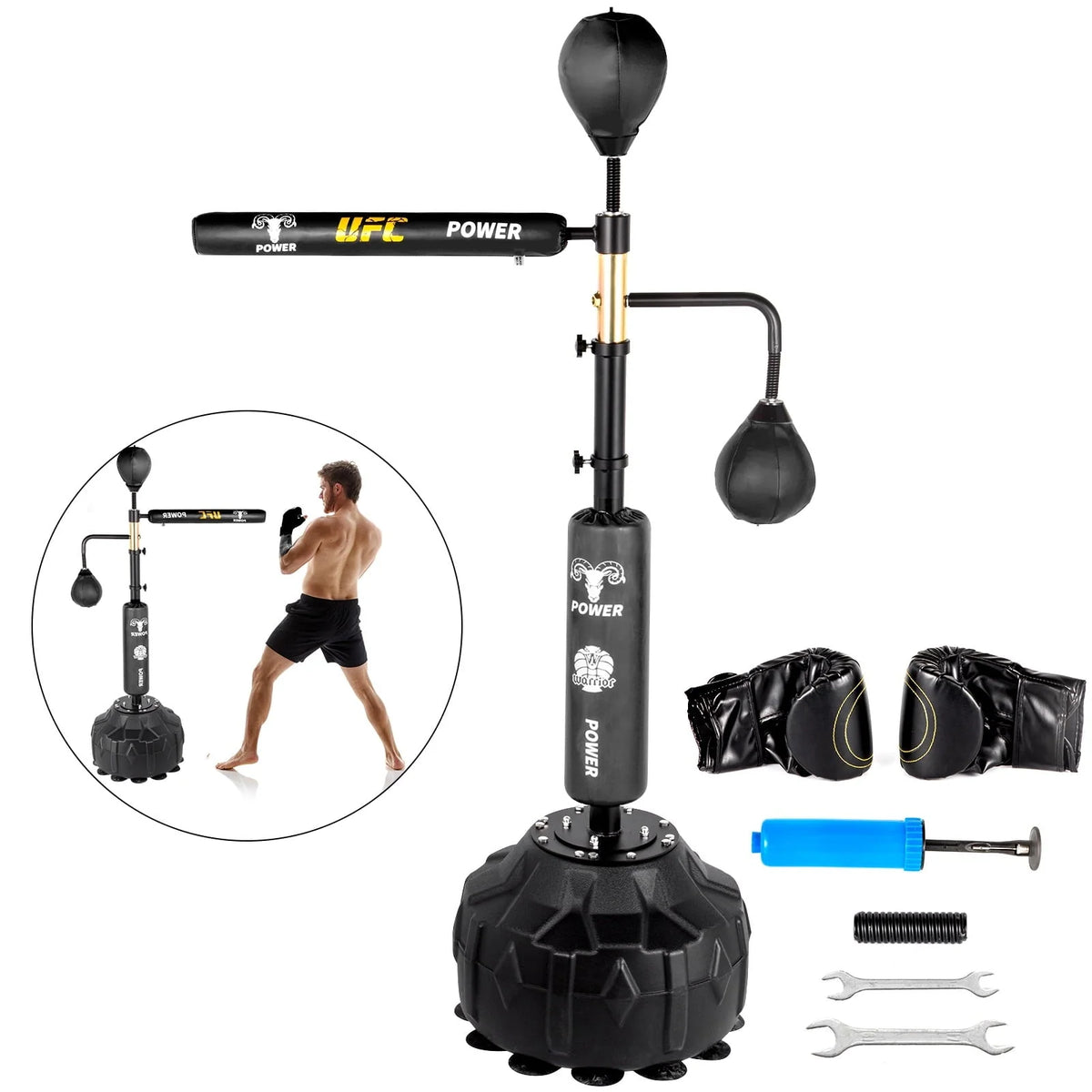 Vevorbrand Boxing Speed Trainer, Rapid - Reflex Boxing Bar, Training Boxing Ball with Reflex Bar & Gloves, Solid Speed Punching Bag Free Standing, Adjustable Height, for Adult&Kid, with Two Ball