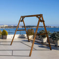 Overpatio Swing Frame Wooden Porch Swing Stand A - Frame 600 lb Capacity