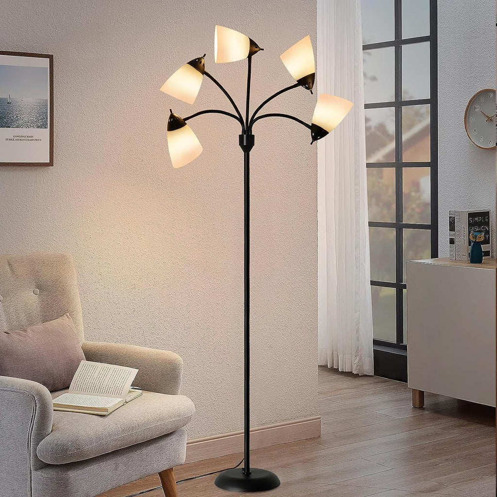 DINGLILIGHTING Floor Lamp Tall for Room: Flexible Gooseneck Floor Lamps Standing for Bedroom Home Office - Modern Floor Lights 5 - Light