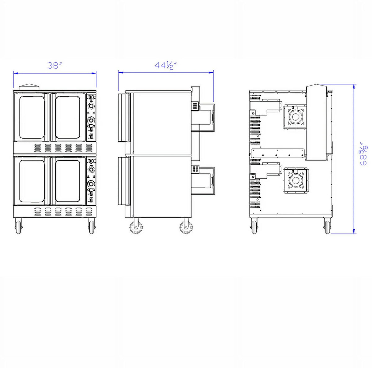 38 In. Commercial Double Deck Electric Convection Oven 240V 1P, Double Door, Extra Large Capacity