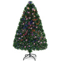 Costway 4ft Pre-Lit Fiber Optic PVC Christmas Tree Metal Holiday Green