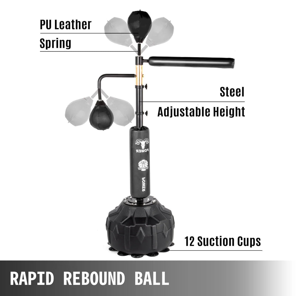 Vevorbrand Boxing Speed Trainer, Rapid - Reflex Boxing Bar, Training Boxing Ball with Reflex Bar & Gloves, Solid Speed Punching Bag Free Standing, Adjustable Height, for Adult&Kid, with Two Ball