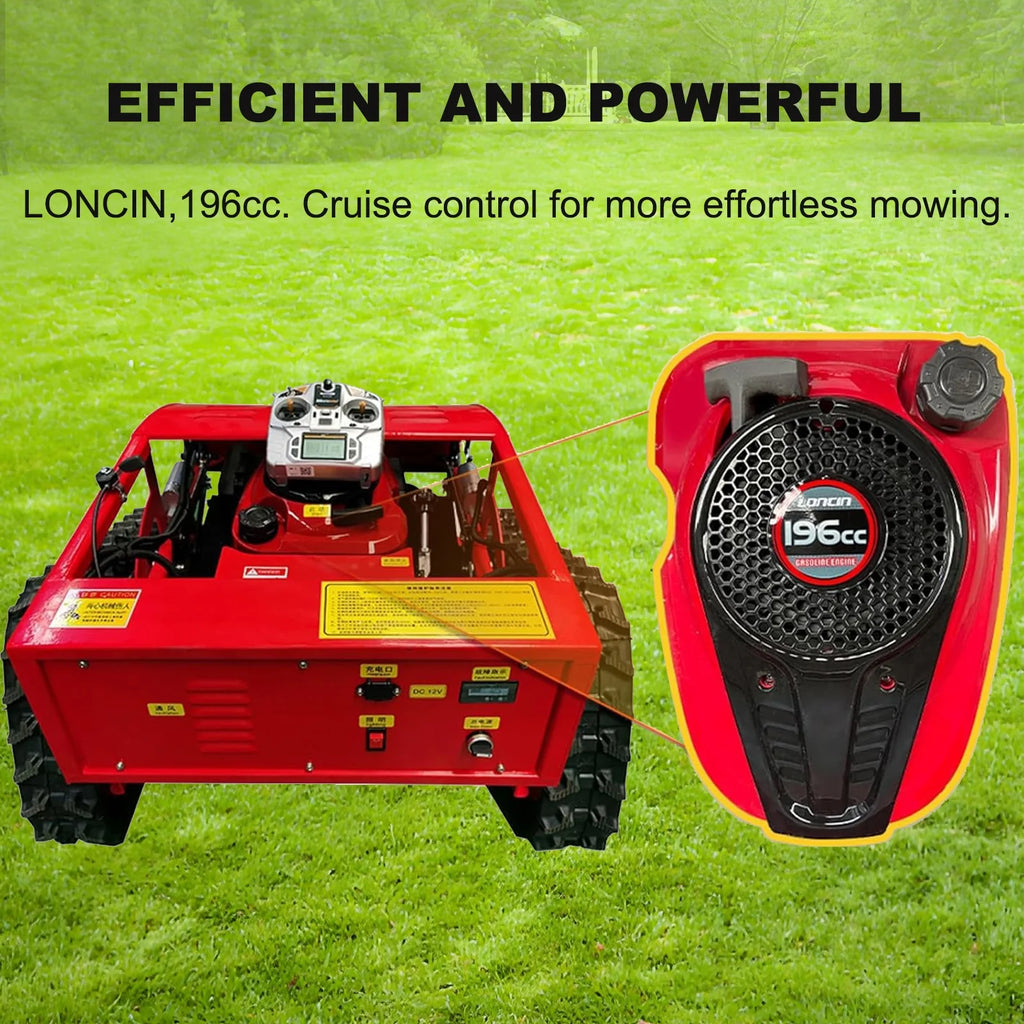Automatic Remote Control Lawn Mower, 55 Cm/ 21.6 in Mowing Width RC Mower 45 Climbing Crawler Mower with EPA Loncin Engine, Wireless Grass Cutting Machine for Yard, Garden, Orchard, Grassland