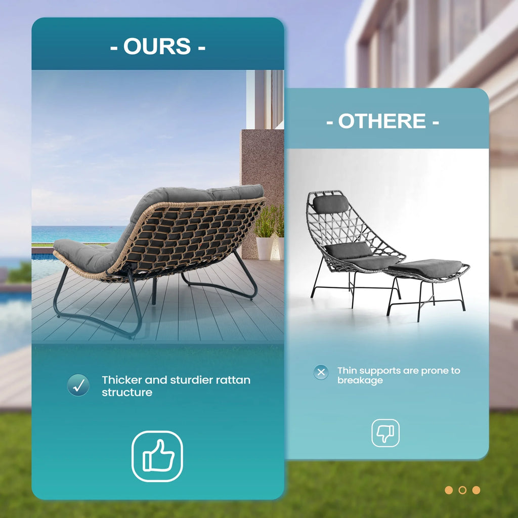 Crestlive Products Patio Loveseat, All - Weather Rattan Large Furniture with Soft Cushions, Outdoor Loveseat for Balcony, Poolside, Backyard (Beige)