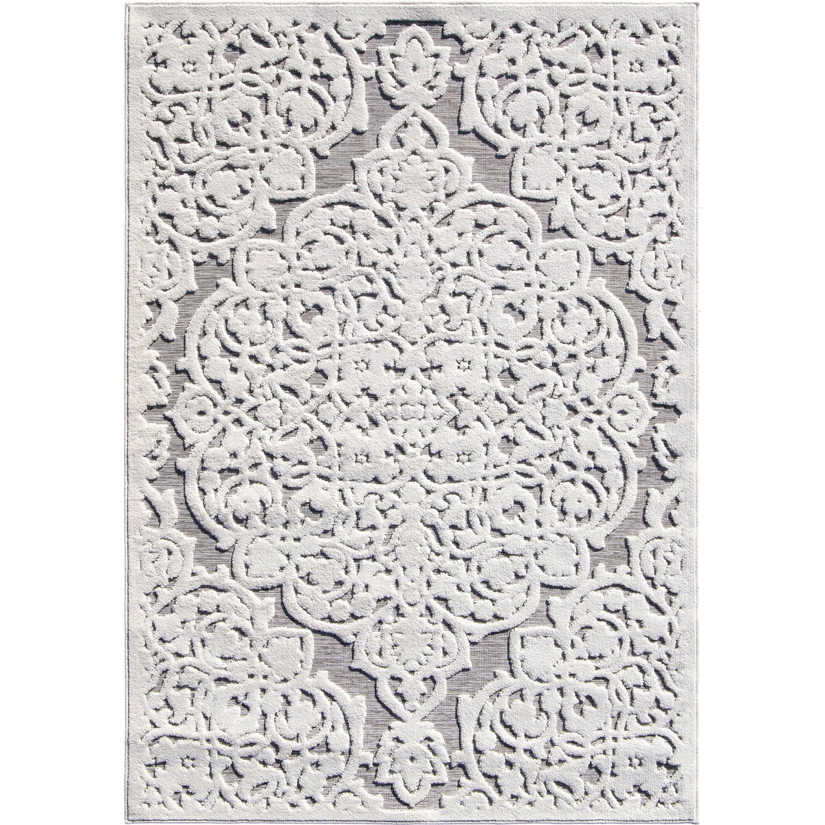 My Texas House Dahlia by Orian 5'2" x 7'6" Gray Floral Outdoor Rug