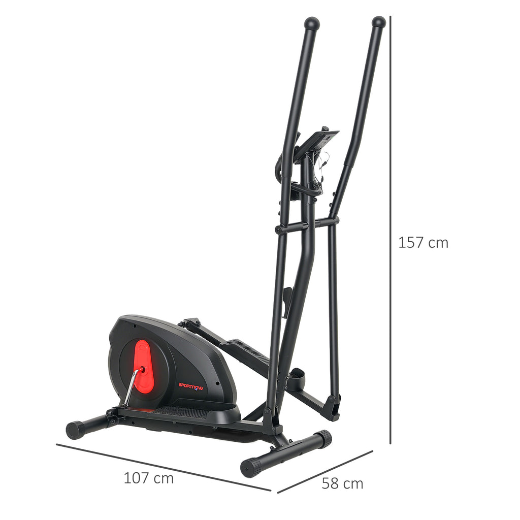 SPORTNOW Heim-Crosstrainer ultra-leise, magnetisch 8 Widerstandsstufen, LED-Bildschirm, Pulssensor, schwarz