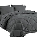 CozyLux Queen Bed in A Bag 7-Pieces Comforter Sets with Comforter and Sheets Dark Grey All Season Bedding Sets with Comforter, Pillow Shams, Flat