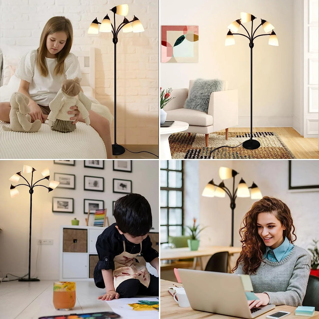 DINGLILIGHTING Floor Lamp Tall for Room: Flexible Gooseneck Floor Lamps Standing for Bedroom Home Office - Modern Floor Lights 5 - Light