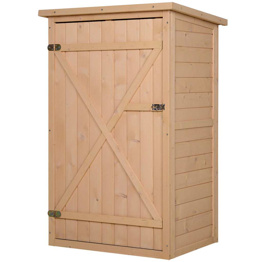 Outsunny Geräteschuppen mit Regalböden wetterbeständig 75 x 56 x 115cm Naturholz