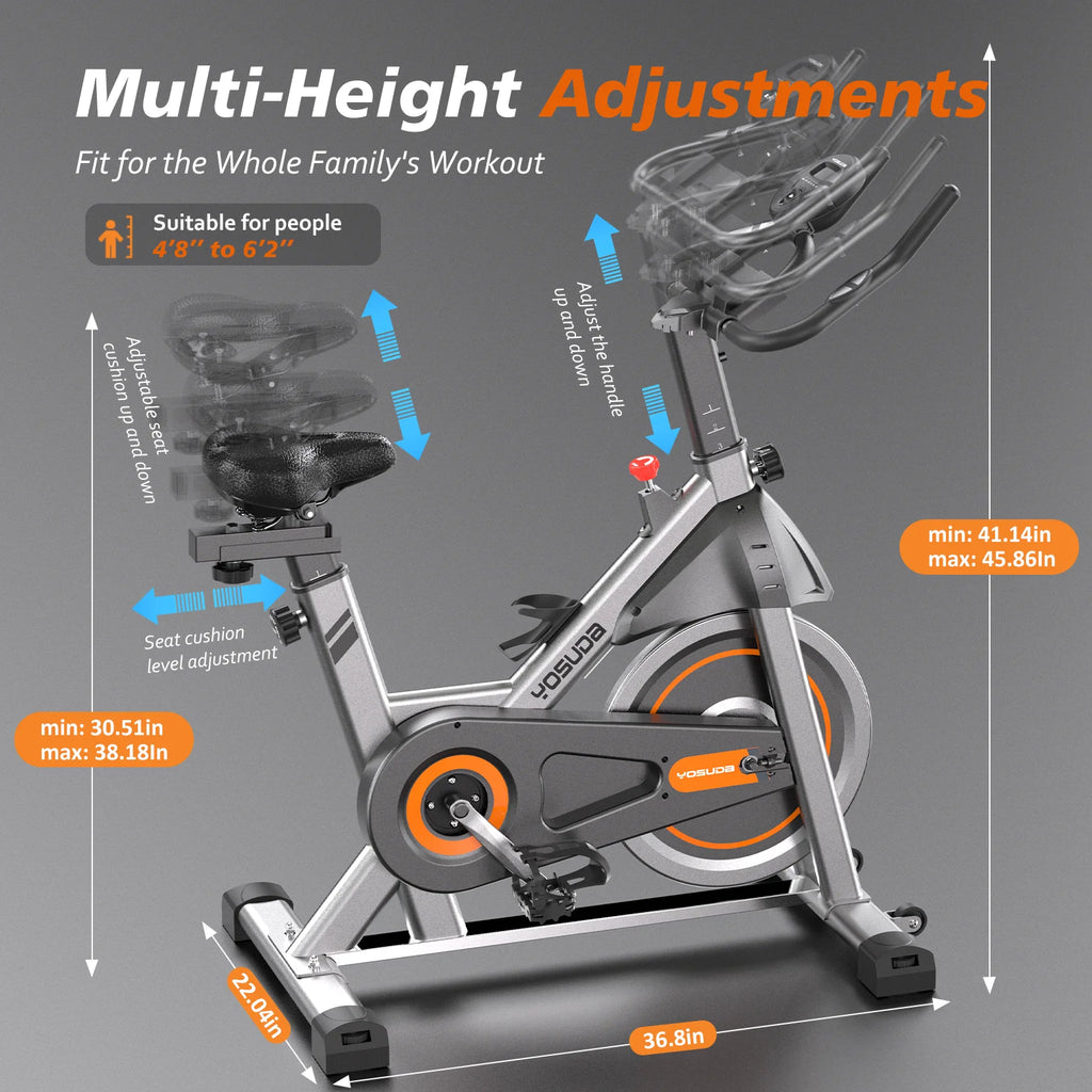 YOSUDA Exercise Bike Stationary Indoor Cycling Bike for Home 300 lb Weight Capacity, Comfortable Seat Cushion and LCD Monitor