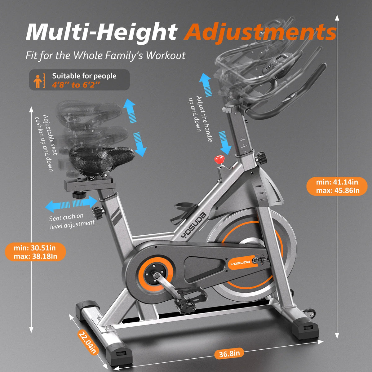 YOSUDA Exercise Bike Stationary Indoor Cycling Bike for Home 300 lb Weight Capacity, Comfortable Seat Cushion and LCD Monitor