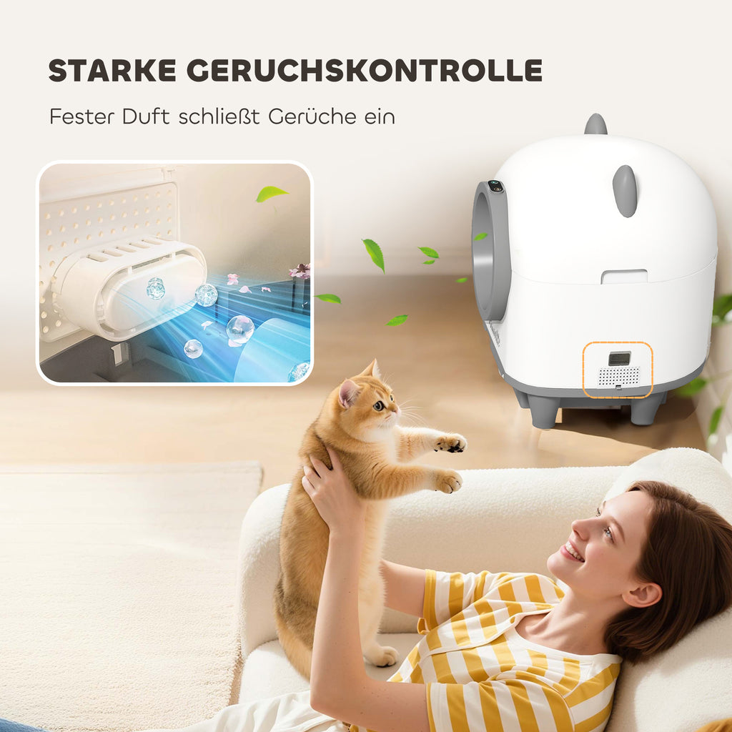 PawHut Selbstreinigende Katzentoilette mit App-Steuerung 80 L Geruchsbeseitigung für Mehrere Katzen