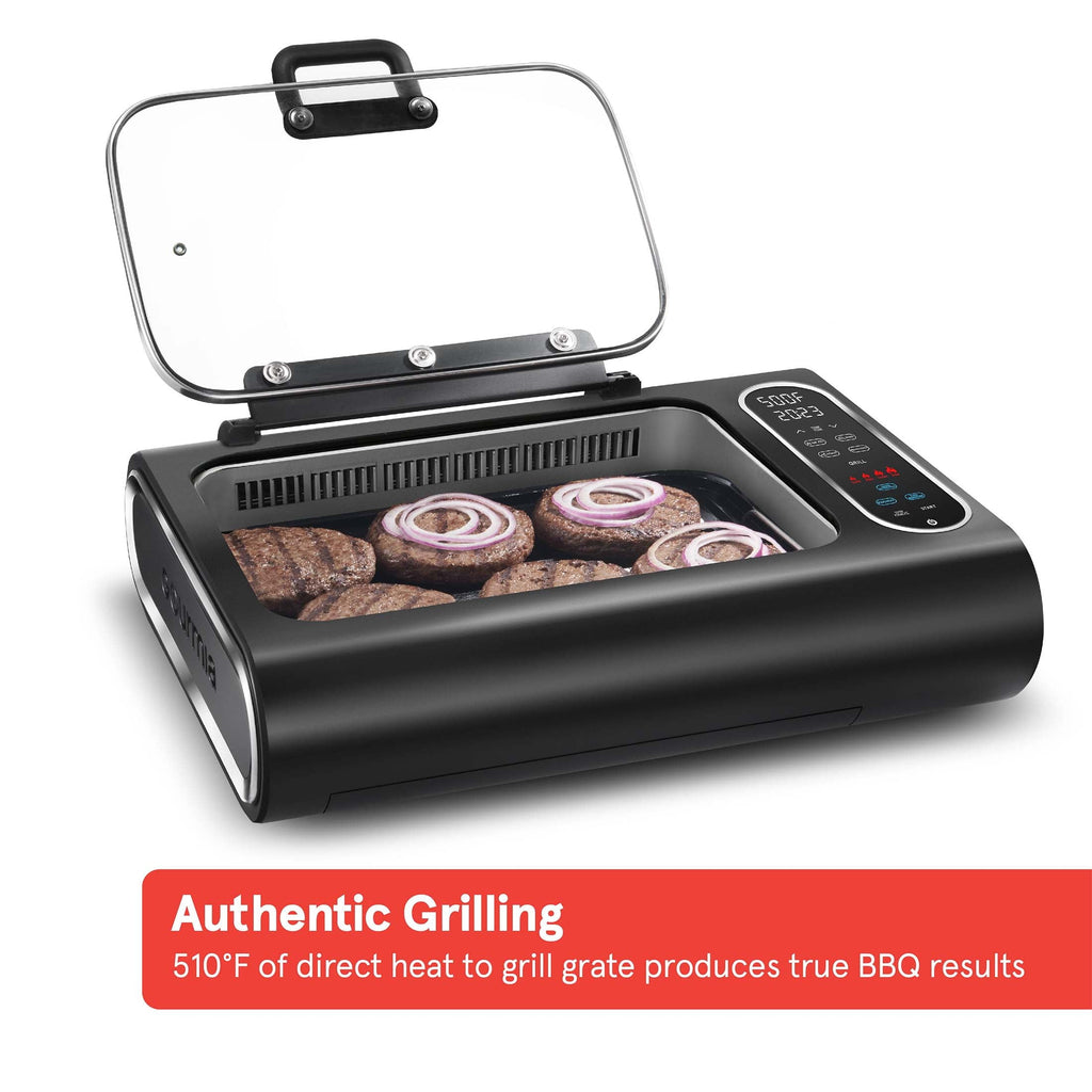 Station Indoor Smokeless Grill with Guided Cooking. Black