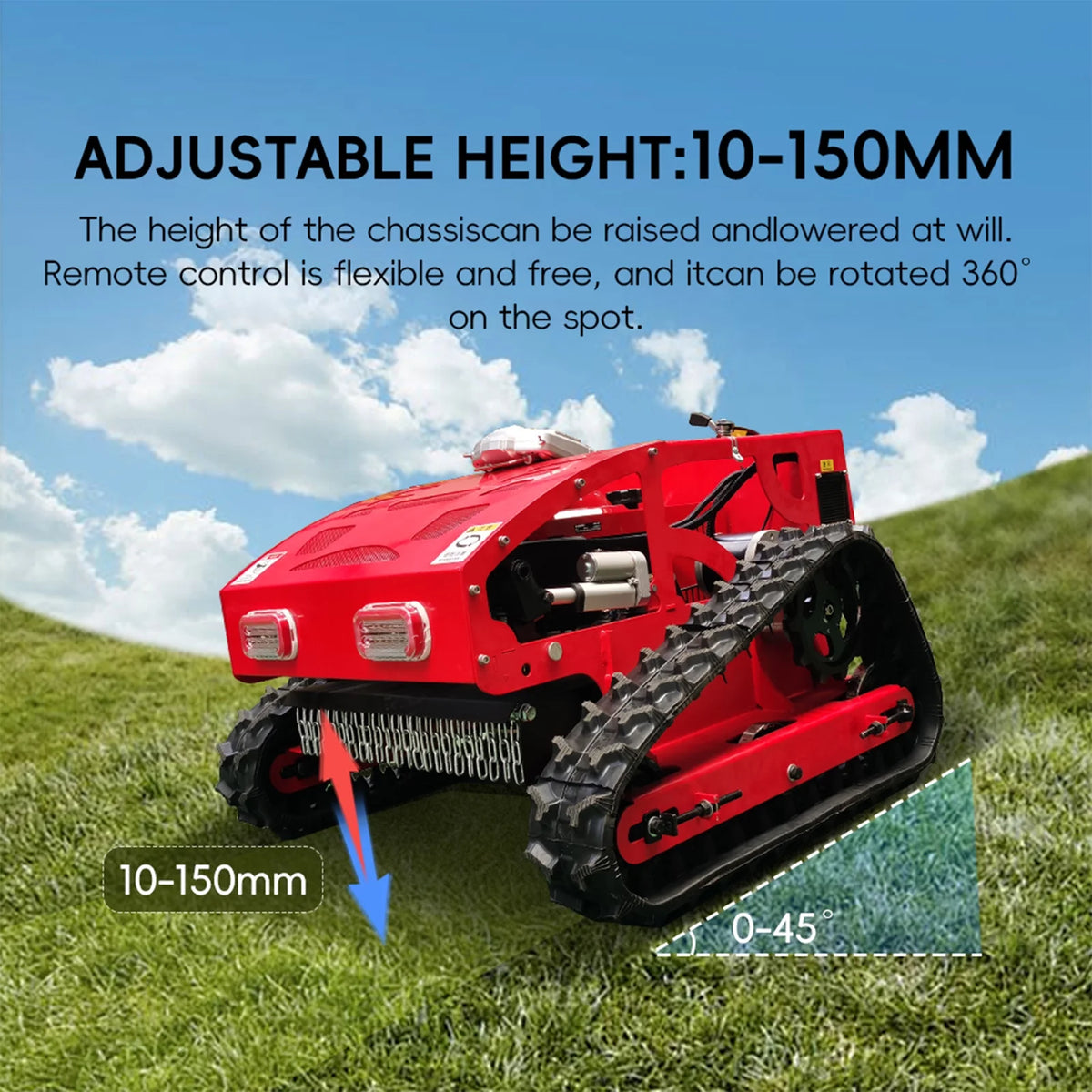 Automatic Remote Control Lawn Mower, 55 Cm/ 21.6 in Mowing Width RC Mower 45 Climbing Crawler Mower with EPA Loncin Engine, Wireless Grass Cutting Machine for Yard, Garden, Orchard, Grassland
