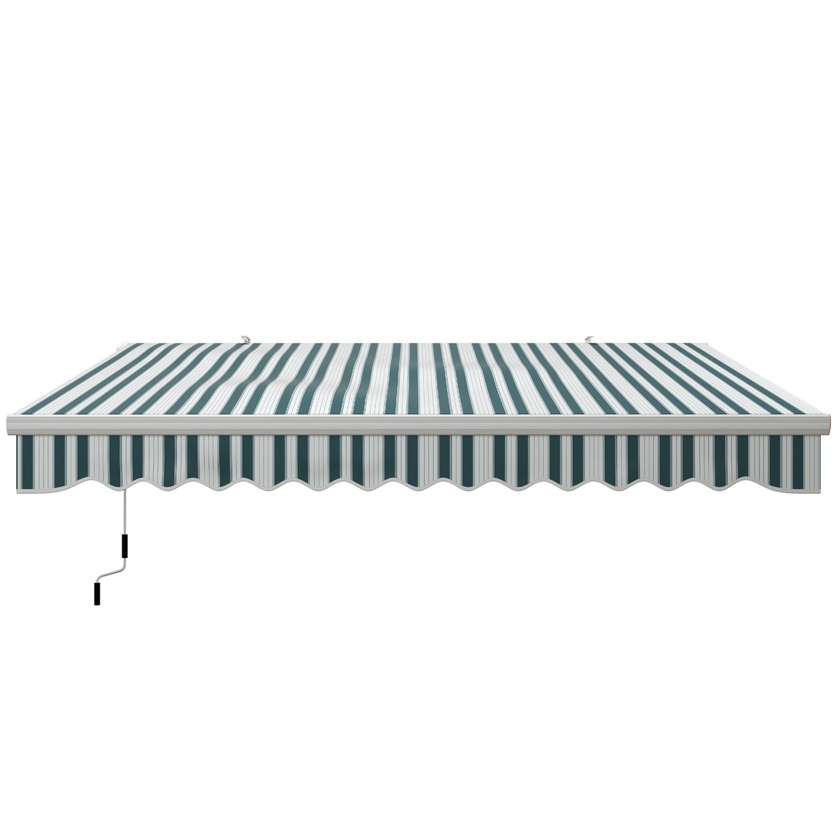 Outsunny Markise, Sonnenschutz, einfahrbar, mit Handkurbel, Metallrahmen, Polyester, weiß+grün, 3,95 x 2,45 m