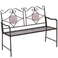 Outsunny Gartenbank im Vintage-Design, 2 Sitzer, wetterbeständig, mit Mosaiksteinen, 121 cm x 52 cm x 93 cm, Mehrfarbig