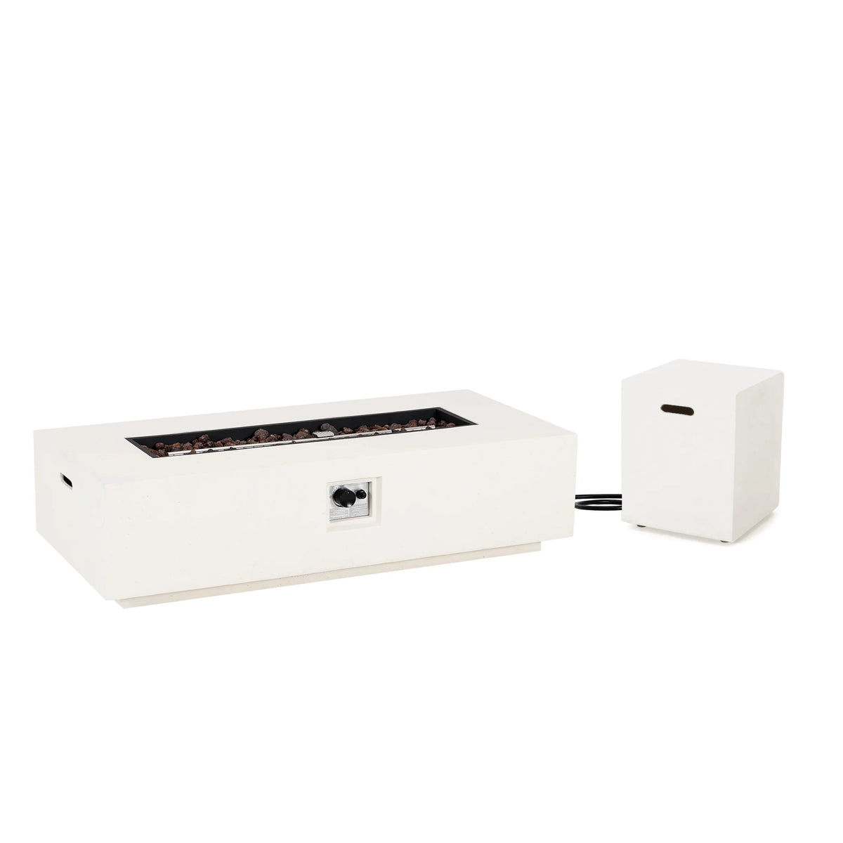 Christopher Knight Home Modern Outdoor 56" Rectangular Propane Fire Pit, 50, 000 BTU, White MGO, (No Tank Cover)