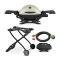 Weber Q1200 Liquid Propane Grill (Titanium) with Portable Cart Bundle