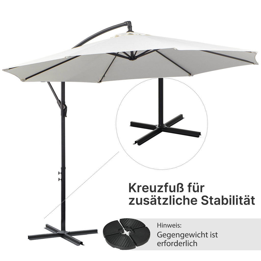 Outsunny Sonnenschirm mit Kurbel Wetterbeständig 3 m x 3 m x 2,5 m Stahl Polyester