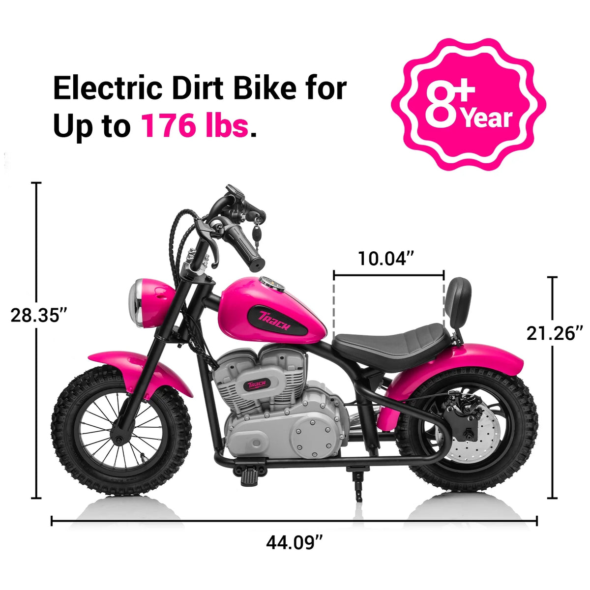 Track 7 36V Electric Dirt Bike for Kids, 350W Ride on Motorcycle with Twist Grip Throttle, Hand - Operated Brakes, Key Start, Off - Road Motocross Speed up to 15 Mph, Age 8+, White
