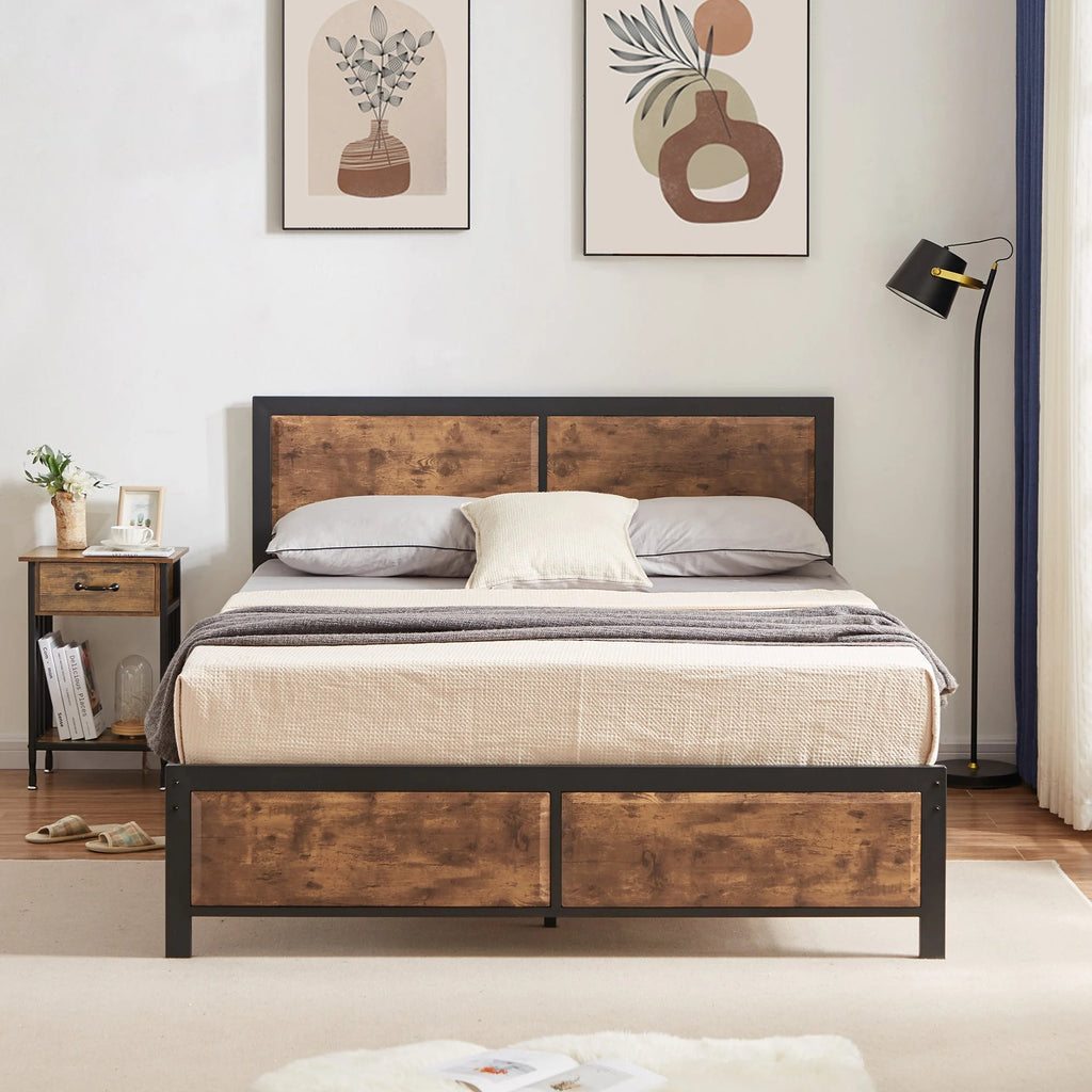 VECELO 3 - Piece Bedroom Set with Twin Size Bed Frame and 1 - Drawer Black Nightstands
