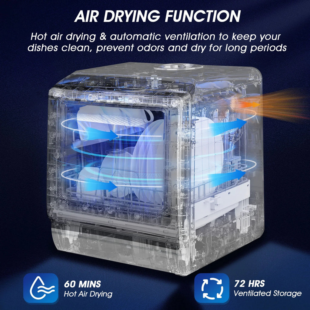 AIRMSEN Portable Countertop Dishwasher with 5 - Liter Built - in Water Tank and Air - Dry Function, 5 Washing Programs Mini Dishwasher, AE - TDQR03