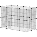 PawHut Kleintierkäfig, Außengehege, modulare Bauweise, 0,72 m² Fläche, Stahl, Schwarz
