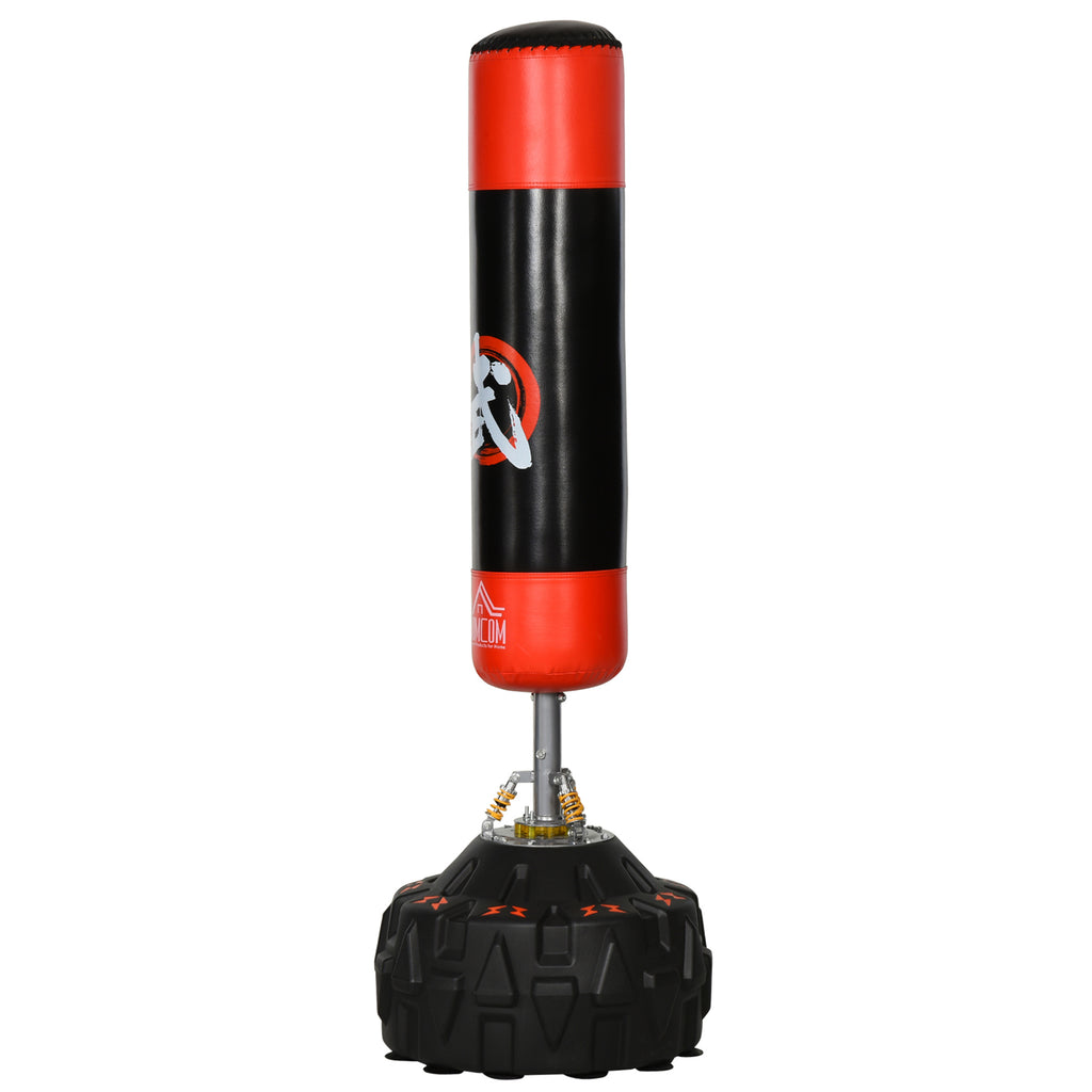 HOMCOM Standboxsack Erwachsene Freistehender Boxtrainingsgerät Boxpartner Boxassistent Training mit Saugfuß Schwarz+Rot 60x60x180 cm