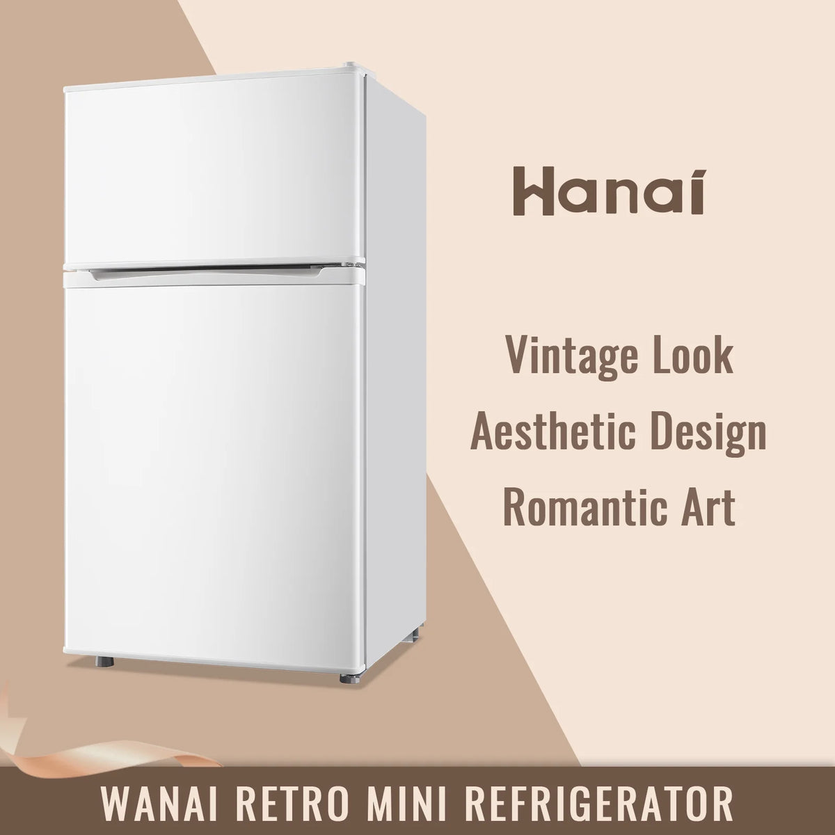 WANAI 3.5 Cu.ft Fridge with Freezer 2 Door Compact Refrigerator Adjustable Thermostat Silver New