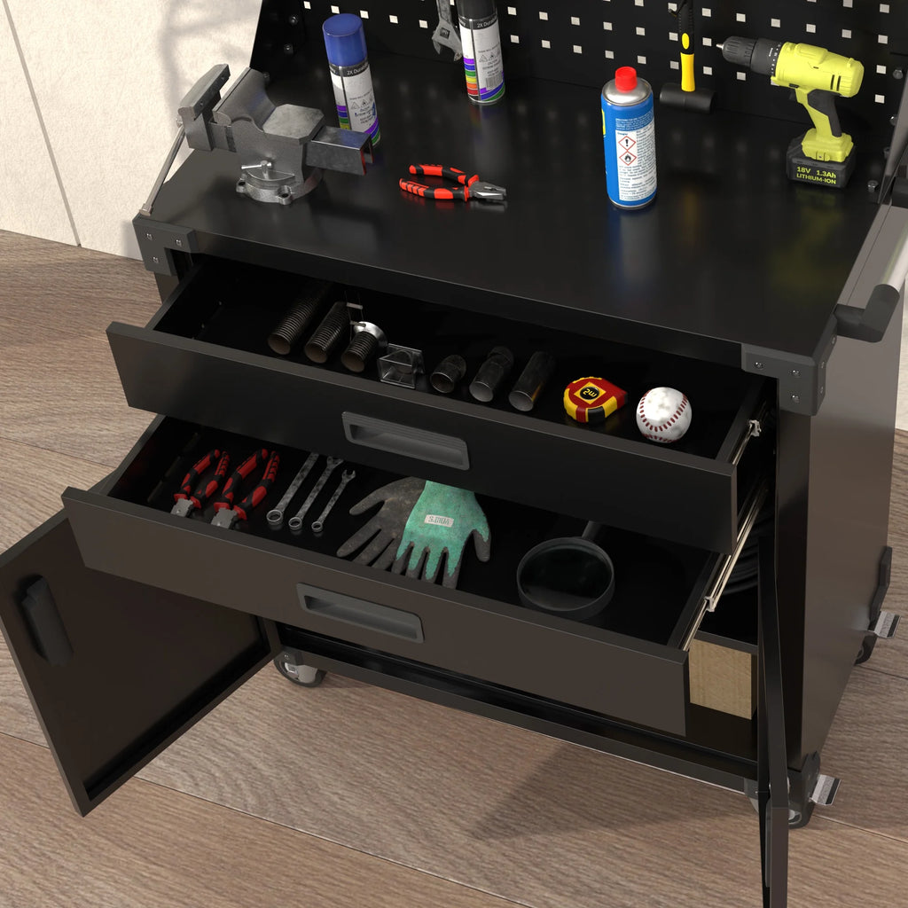 Aobabo Metal Storage Cabinet with Lock, Garage Storage Cabinet with Wheels, 72in Steel Storage Cabinet for Garage Home Storage, Black Required - Assembly