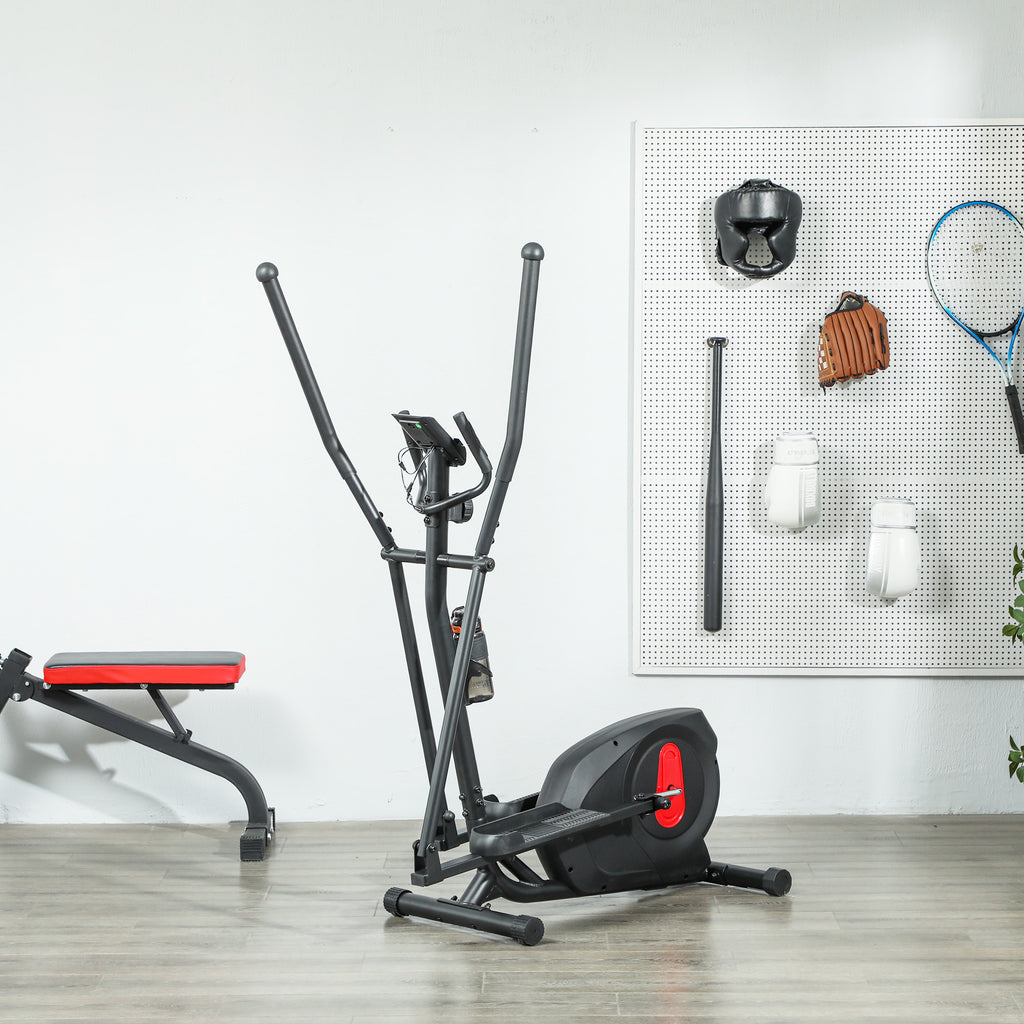 SPORTNOW Heim-Crosstrainer ultra-leise, magnetisch 8 Widerstandsstufen, LED-Bildschirm, Pulssensor, schwarz
