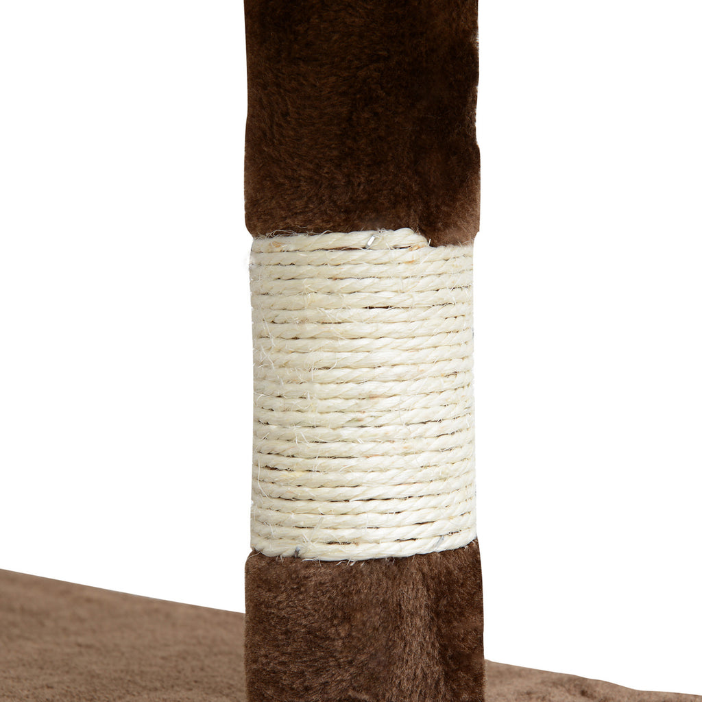 PawHut Kratzbaum für Katzen aus Plüsch und Sisal mit Höhlen und Ball 50×50×134,5 cm Kaffee und Creme