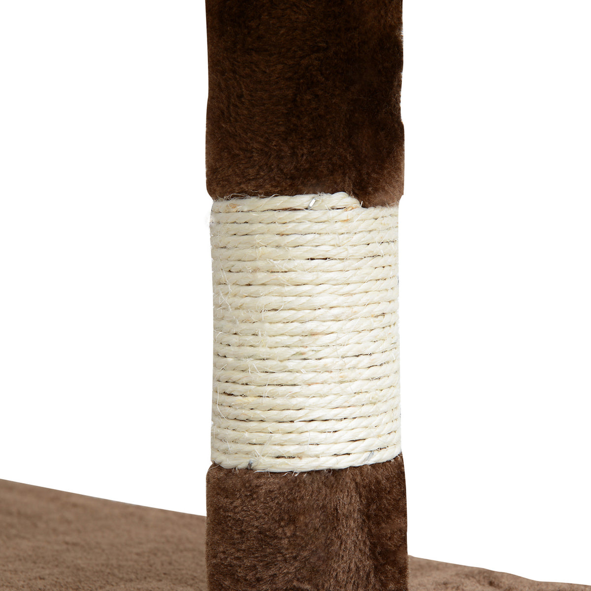 PawHut Kratzbaum für Katzen aus Plüsch und Sisal mit Höhlen und Ball 50×50×134,5 cm Kaffee und Creme