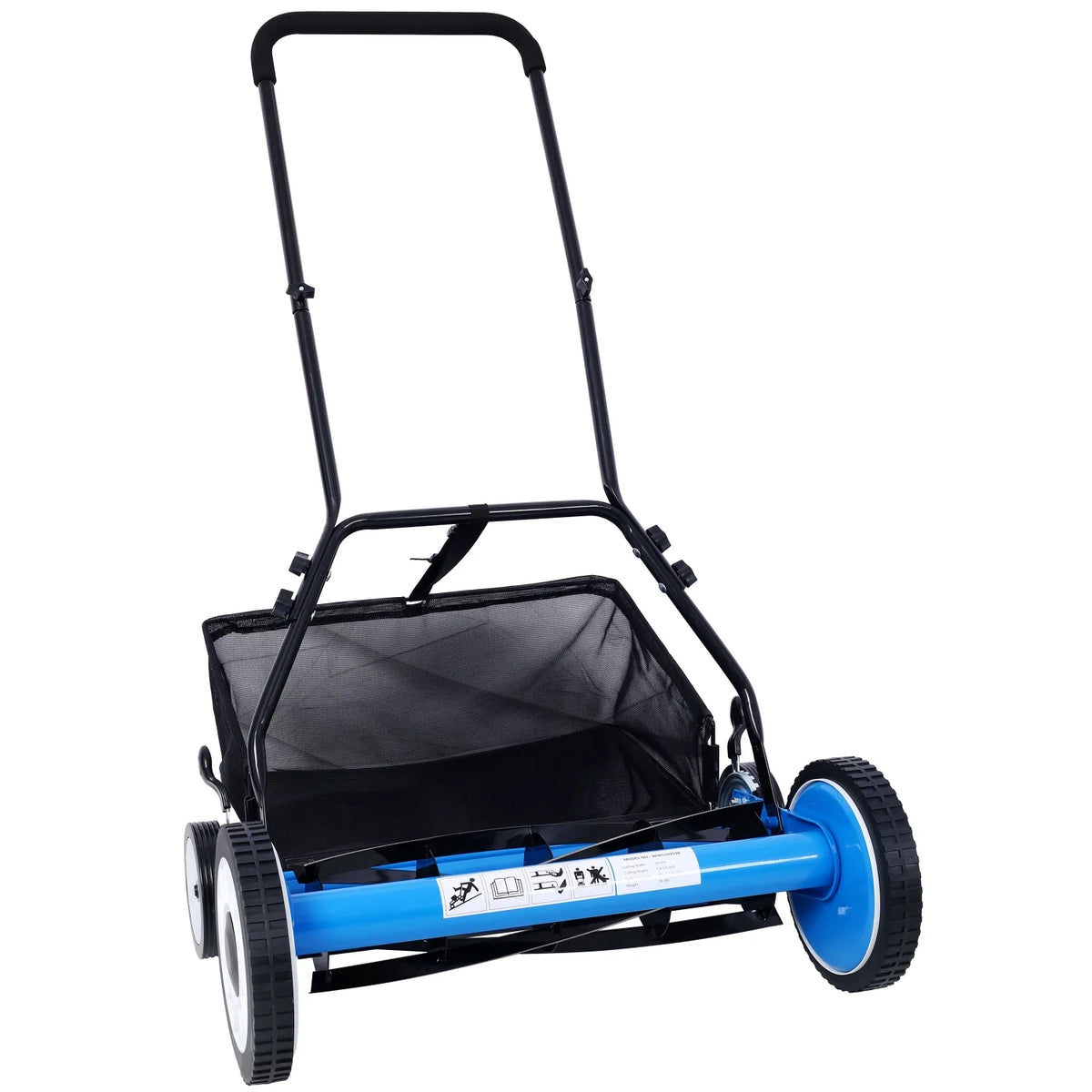 20 - Inch 5 - Blade Push Reel Lawn Mower with Grass Catcher 4 WHEELS BLUE COLOR