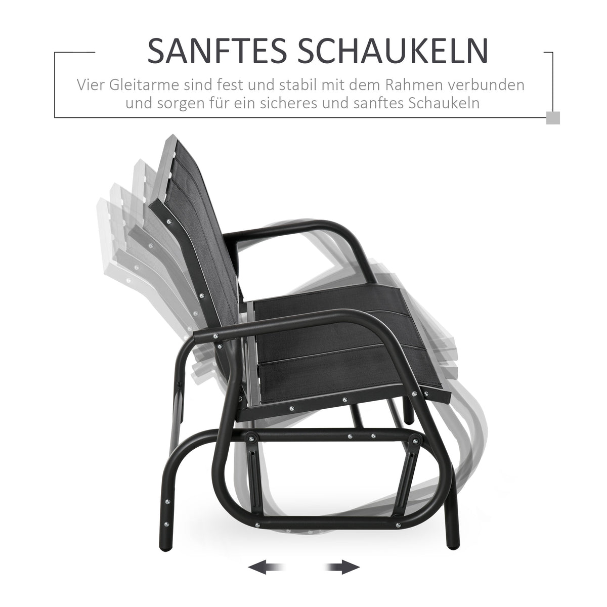 Outsunny 3-Sitzer Schaukelstuhl Gartenbank mit Schaukelmechanismus Gartenschaukel Sitzbank aus Metall Parkbank bis 300 kg belastbar Gartenmöbel für Garten, Terrasse, 147 x 70 x 85 cm Dunkelgrau