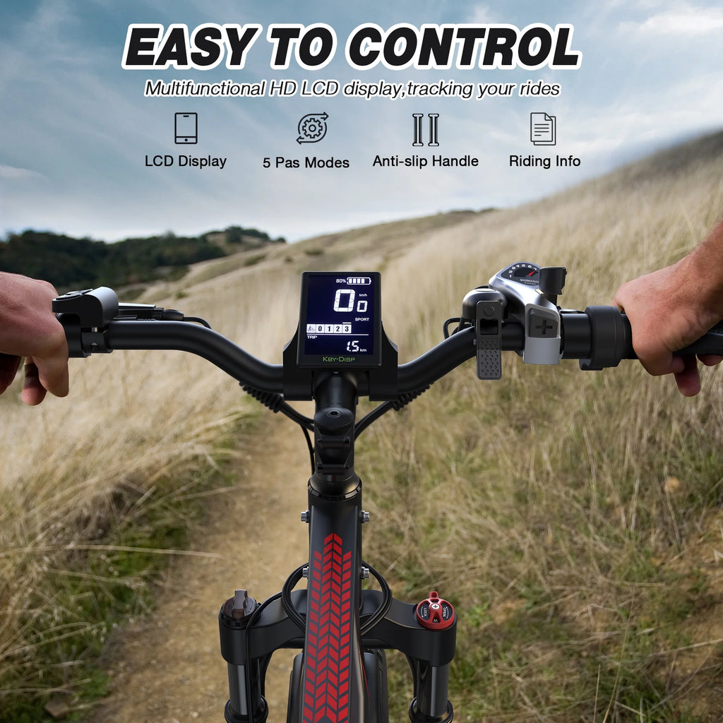 AIRWEST Electric Bike for Adults, Peak 750W Ebikes for Men Women26" Fat Tire Electric Bicycle with 48V 624wh Removable Battery25mph 60miles 7 Speed, Front Suspension Electric Mountain Bike