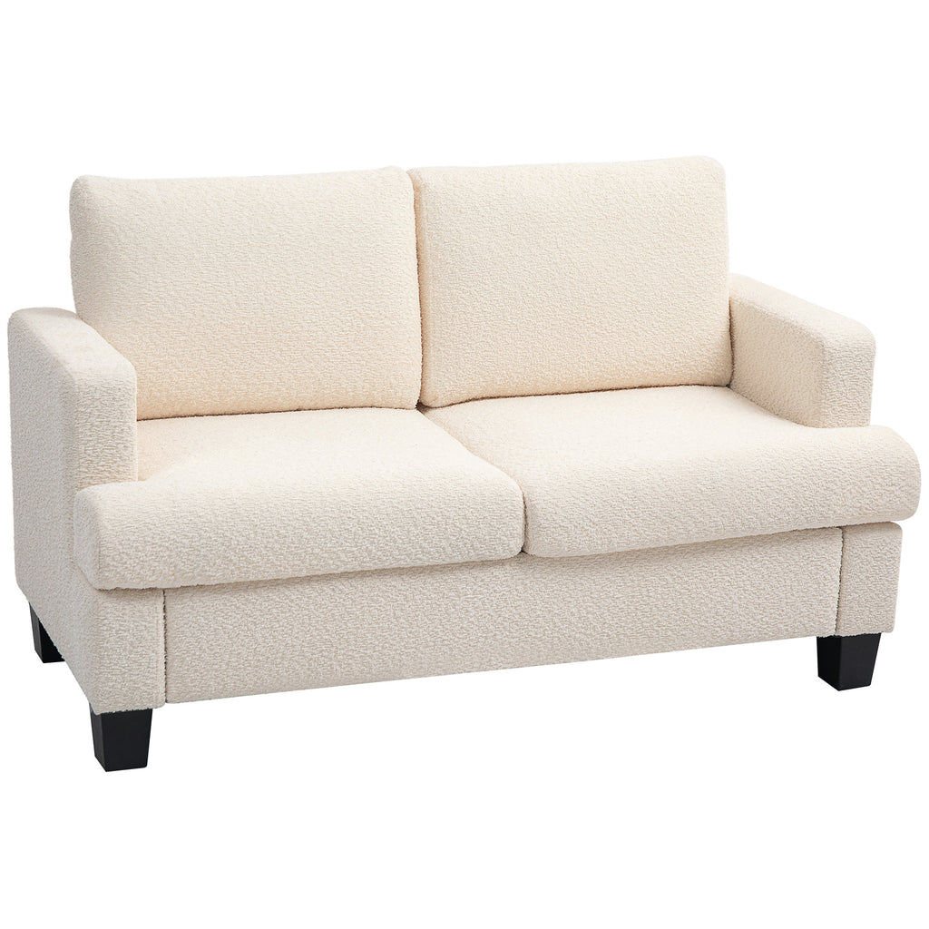 HOMCOM 2-Sitzer-Sofa 120 cm mit abnehmbaren Rückenkissen, Chenille-Stoff für Wohnzimmer, Schlafzimmer, Büro, beige
