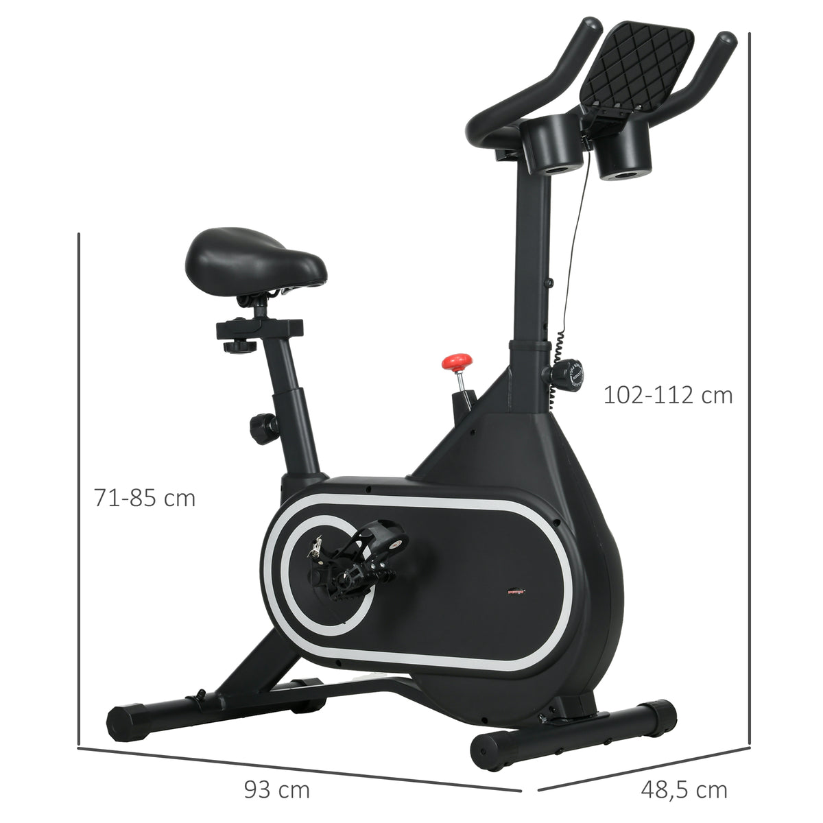 SPORTNOW Heimfahrrad leises Schwungrad LCD-Display verstellbarer Lenker und Sitz Tabletthalter Flaschenhalter aus Stahl
