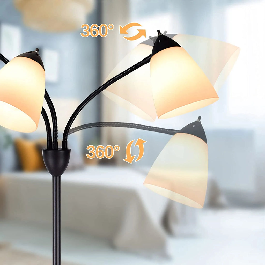DINGLILIGHTING Floor Lamp Tall for Room: Flexible Gooseneck Floor Lamps Standing for Bedroom Home Office - Modern Floor Lights 5 - Light