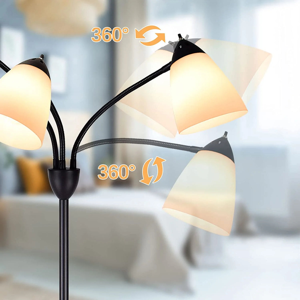 DINGLILIGHTING Floor Lamp Tall for Room: Flexible Gooseneck Floor Lamps Standing for Bedroom Home Office - Modern Floor Lights 5 - Light