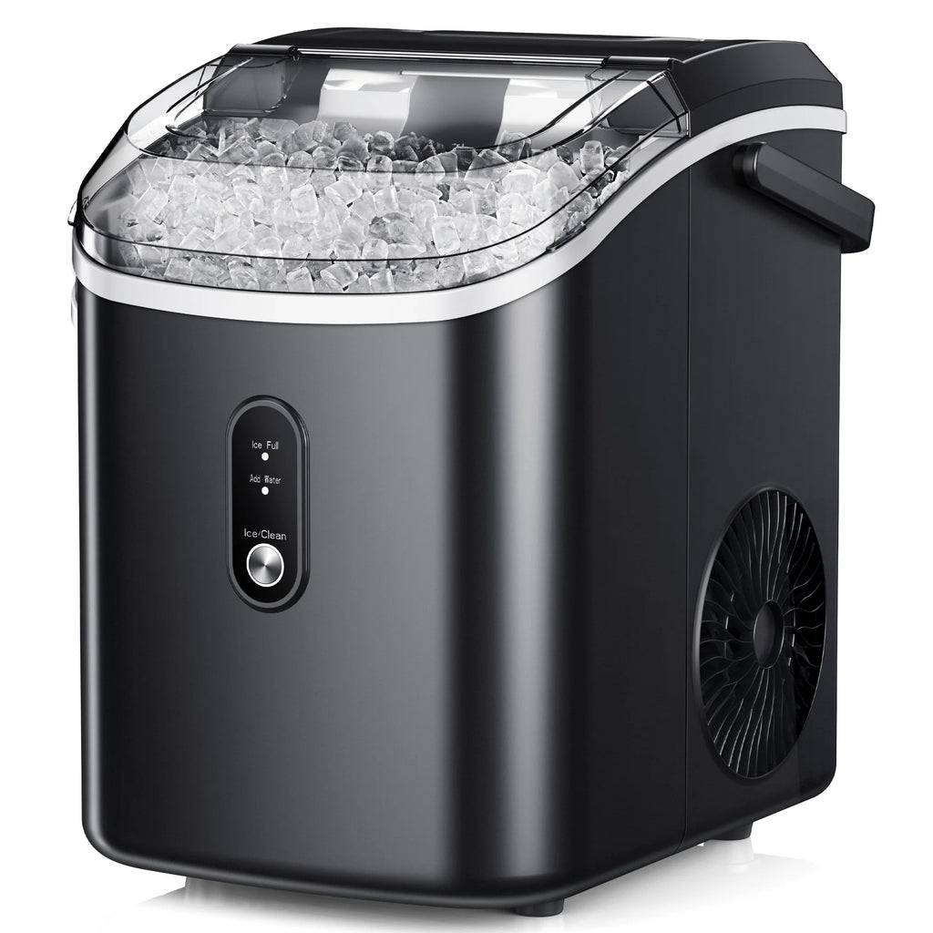 Simzlife Nugget Ice Maker Countertop, 34.9 lb per Day Chewable Pebble Nugget Ice Machine with Touch Screen for Home, Kitchen, Office, Stainless Steel, Black
