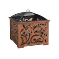 Sunjoy 26 in Fire Pit for Outside, Outdoor Wood Burning Firepit with Steel Mesh Spark Screen and Fire Poker, Large Bonfire for Patio and Backyard