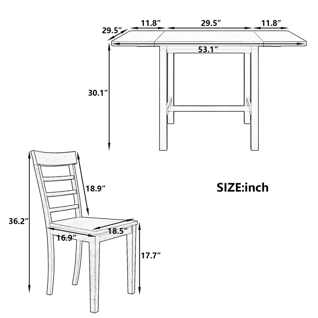 Harper & Bright Designs 5 Pieces Wooden Round Dining Table and Chair Set with Special - Shaped Legs and an Exquisitely Designed Hollow Chair Back for Dining Room
