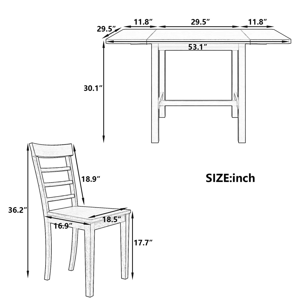 Harper & Bright Designs 5 Pieces Wooden Round Dining Table and Chair Set with Special - Shaped Legs and an Exquisitely Designed Hollow Chair Back for Dining Room
