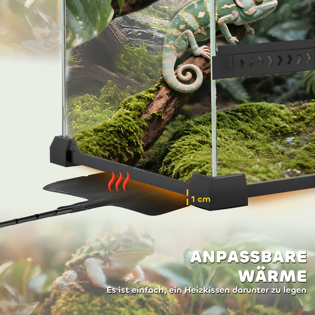 PawHut Glas-Terrarium für Reptilien, erhöhter & wasserdichter Boden, Knopfschloss