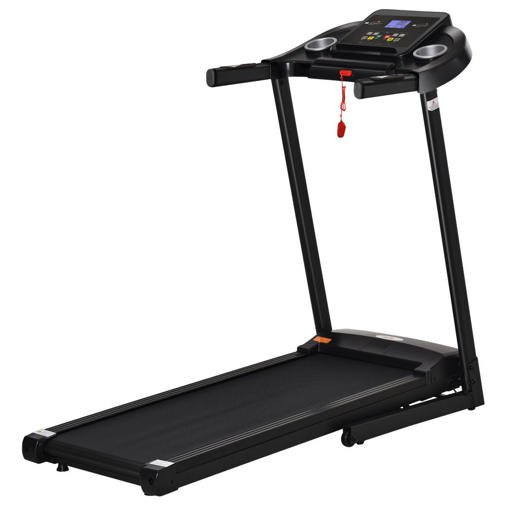 HOMCOM Laufband Klappbar elektrisch 500 W 1-12 km/h LED-Display Getränkehalter und Handyhalterung sehr gut geeignet für Home Gym Indoor Fitness Schwarz 134 x 60 x 118 cm