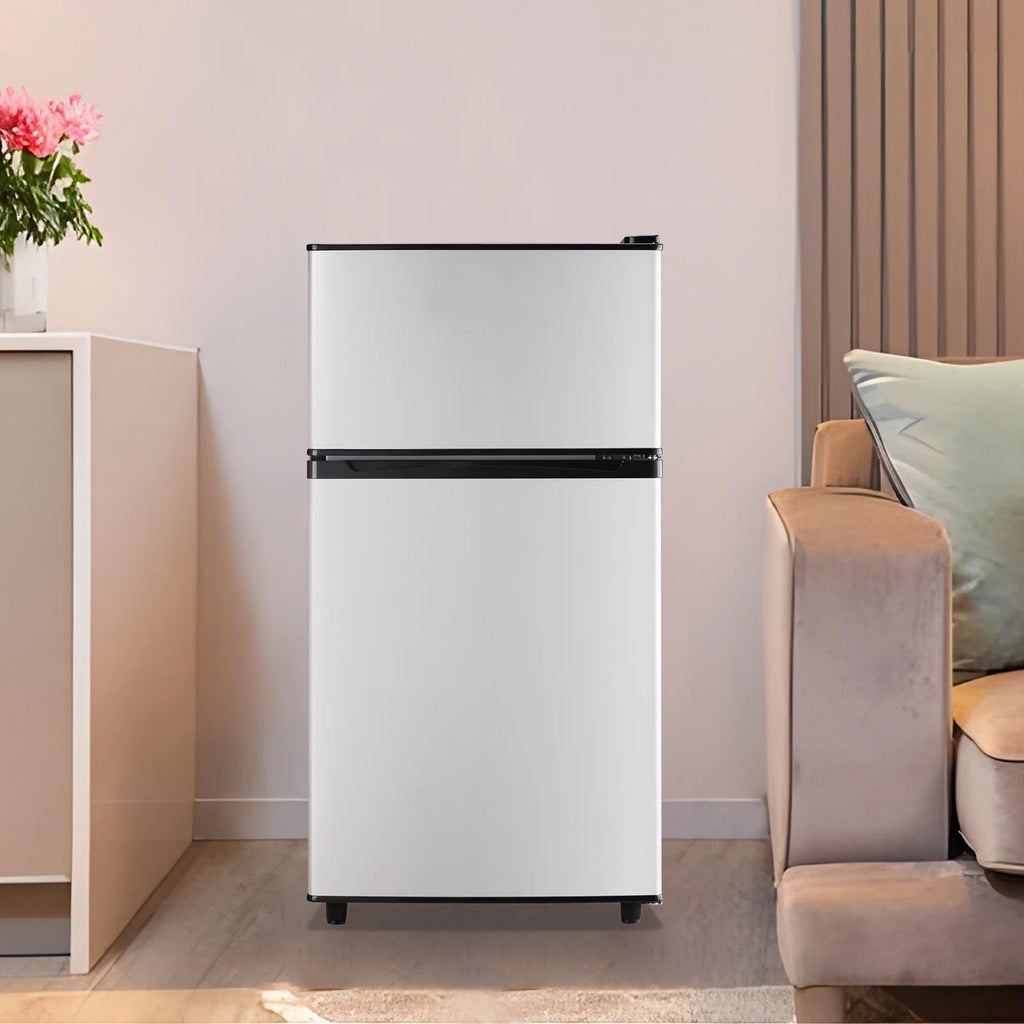 WANAI 3.5 Cu.ft Fridge with Freezer 2 Door Compact Refrigerator Adjustable Thermostat Silver New