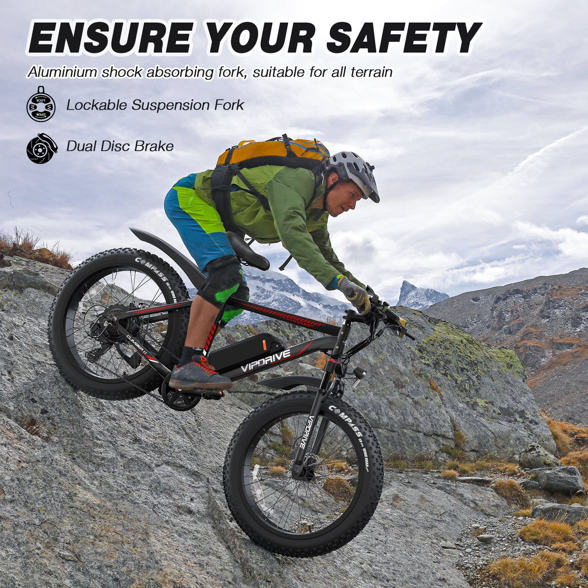 AIRWEST Electric Bike for Adults, Peak 750W Ebikes for Men Women26" Fat Tire Electric Bicycle with 48V 624wh Removable Battery25mph 60miles 7 Speed, Front Suspension Electric Mountain Bike